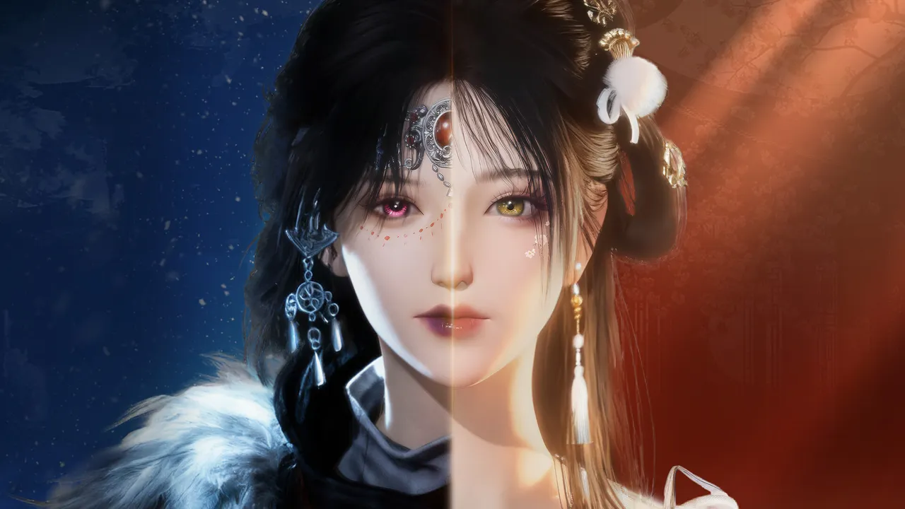 Where Winds Meet official screenshot: a close-up portrait of a character in ornate traditional dress